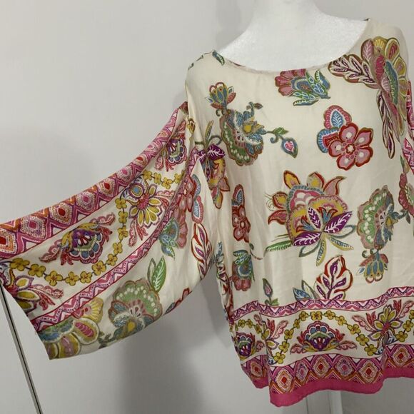 Rachel Zoe Floral Blouse Back Buttons Oversized Small - Picture 2 of 6